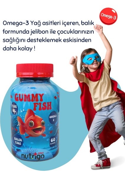Omega-3 Gummy Fish Oil Plus Gummy Balık Yağı 60 Adet Gummies Sakız 600 Mg Omega3