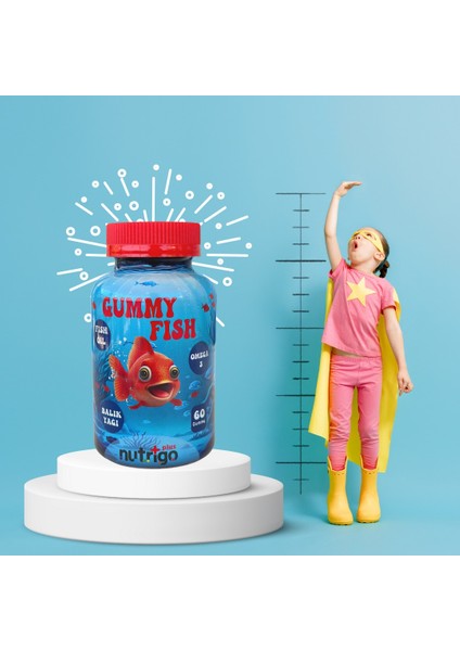 Omega-3 Gummy Fish Oil Plus Gummy Balık Yağı 60 Adet Gummies Sakız 600 Mg Omega3