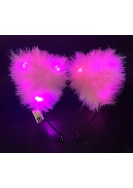 Peluşlu Pofuduk Kürklü LED Işıklı Lüks Parti Tacı