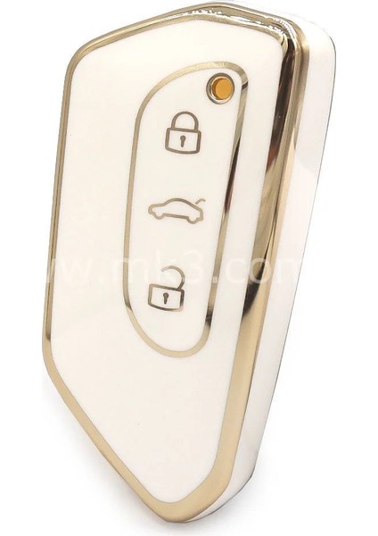 Volkswagen Golf 8 Caddy Polo Keyless Go Nano Anahtar Kılıfı 3 Buton Beyaz