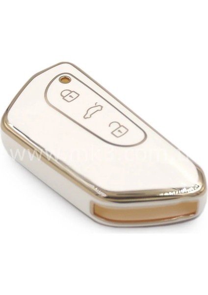 Volkswagen Golf 8 Caddy Polo Keyless Go Nano Anahtar Kılıfı 3 Buton Beyaz