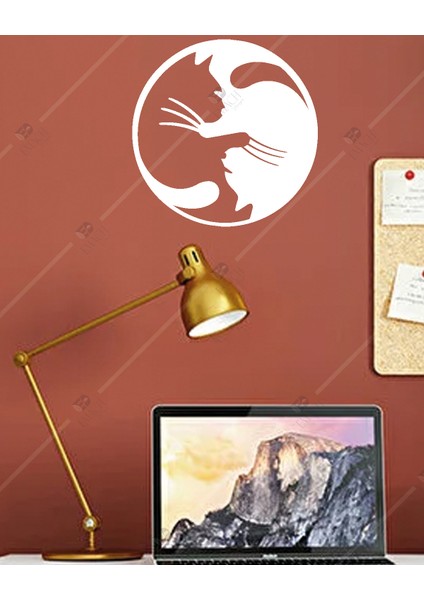 Yin Yang Kedi Temalı Duvar Dekor Lazer Kesim Hediyelik Eşya Ahşap Tablo