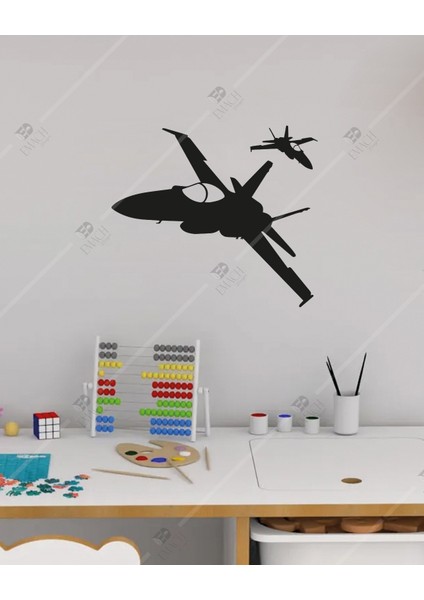 Ikili Uçak Konseptli Lazer Kesim Ahşap Duvar Dekorasyon Ürünü