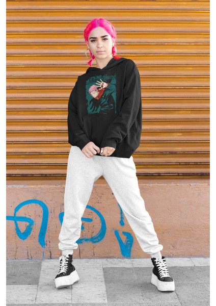 Fuddy Moda Jjk Itadori 2 Baskılı Kapüşonlu Sweatshirt, Unisex Oversize Anime Baskılı Hoodie