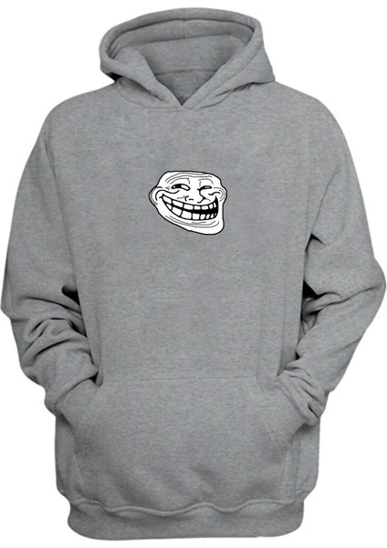Unisex Trol Troll Face Rage Komik Gri Normal Kalıp Sweatshirt