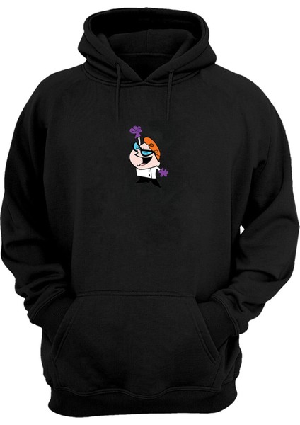 Unisex Dexters Laboratuvarı Siyah Normal Kalıp Sweatshirt