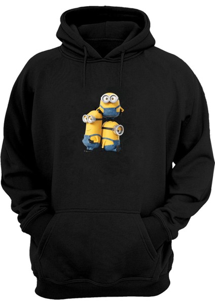 Unisex Minion Bob Minion Kevin Minion Siyah Normal Kalıp Sweatshirt
