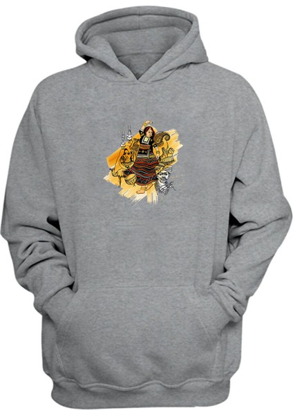 Unisex Rajasthan Kalbelia Hint Dansı Gri Normal Kalıp Sweatshirt