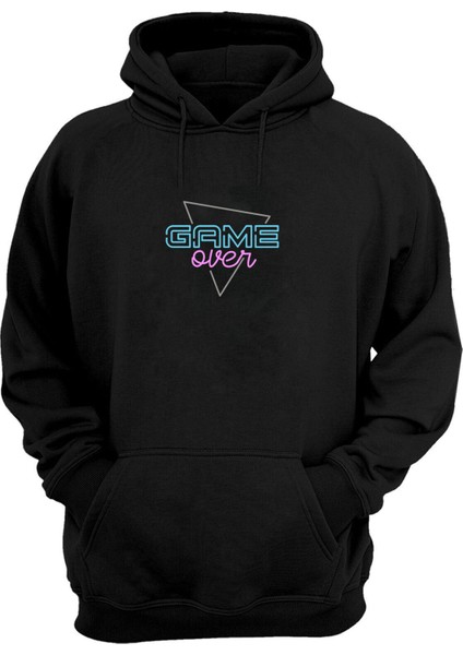 Unisex Game Over Siyah Normal Kalıp Sweatshirt