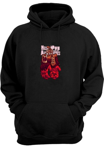 Unisex Kırmızı Eldiven Illüstrasyon Çifti Siyah Normal Kalıp Sweatshirt