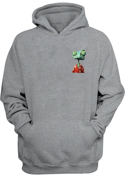 Unisex Kırmızı Gömlekli Sürüngen Gri Normal Kalıp Sweatshirt