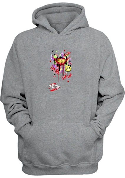 Unisex Joker Smile Gri Normal Kalıp Sweatshirt