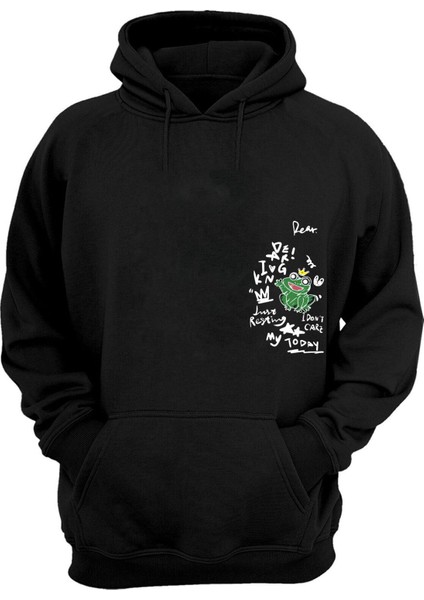 Unisex Kral Kurbağa Siyah Normal Kalıp Sweatshirt