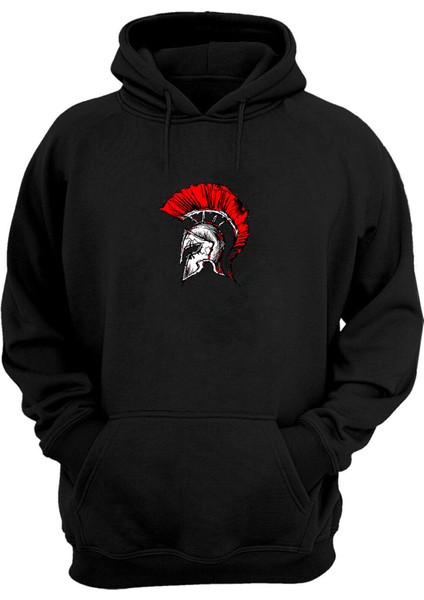 Unisex Miğfer Siyah Normal Kalıp Sweatshirt