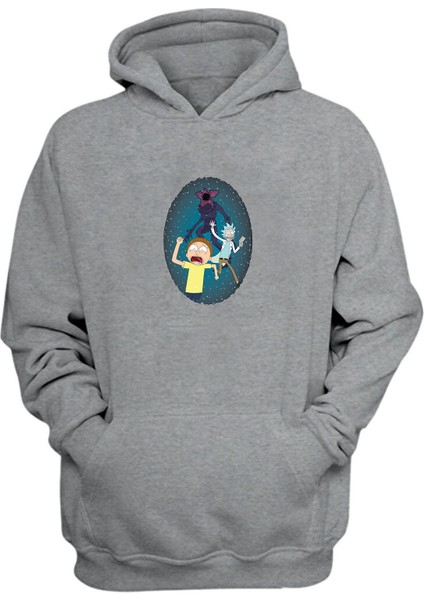 Unisex Morty Smith Rick Sanchez Gri Normal Kalıp Sweatshirt