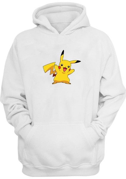 Unisex Pokemon Pikachu Beyaz Normal Kalıp Sweatshirt
