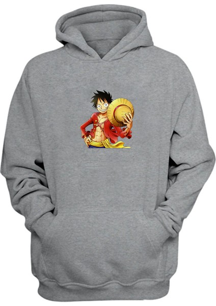 Unisex Monkey D.luffy Nami Donquixote Gri Normal Kalıp Sweatshirt