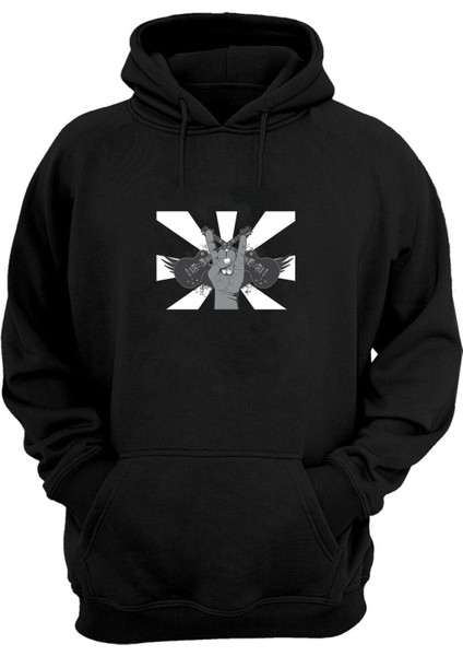 Unisex Rock Müzik Rockn Roll Müzik Siyah Normal Kalıp Sweatshirt