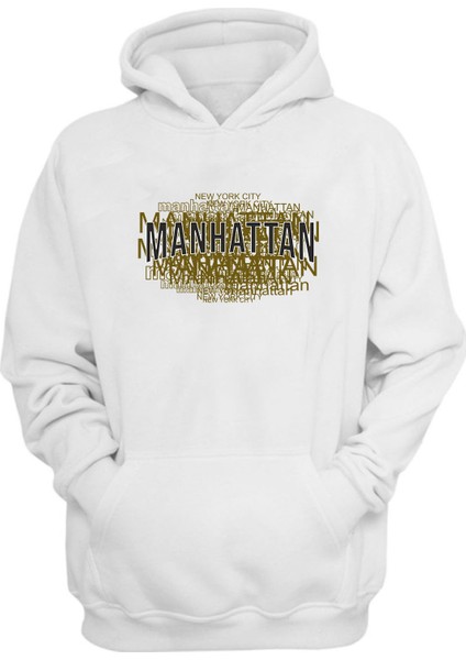 Unisex Manhattan Beyaz Normal Kalıp Sweatshirt