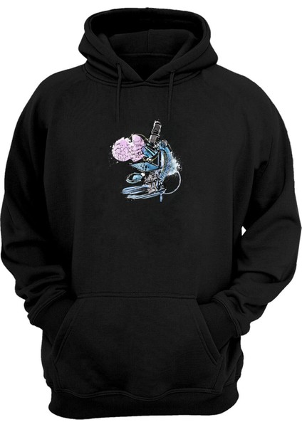 Unisex Grafiti Mikroskom Siyah Normal Kalıp Sweatshirt