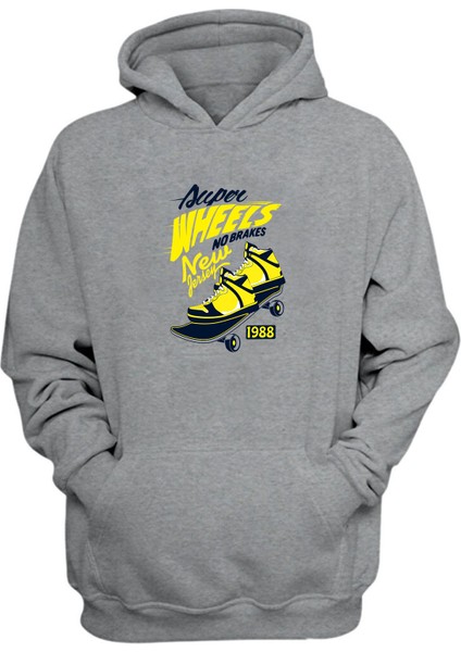 Unisex Süper Tekerlekler Hiçbir Frenler New Jersey Gri Normal Kalıp Sweatshirt