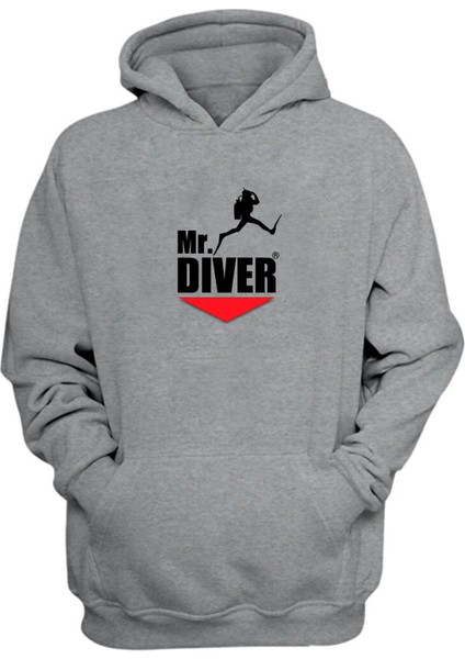 Unisex Tüplü Dalış Mr.dıver Gri Normal Kalıp Sweatshirt