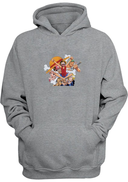 Unisex Monkey D.luffy Vinsmoke Sanji Nami Gri Normal Kalıp Sweatshirt