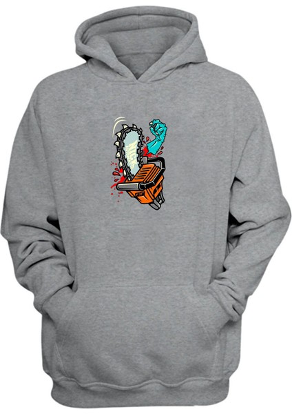 Unisex Testere El Gri Normal Kalıp Sweatshirt
