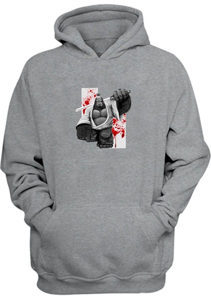 Unisex Goril Samuray Gri Normal Kalıp Sweatshirt
