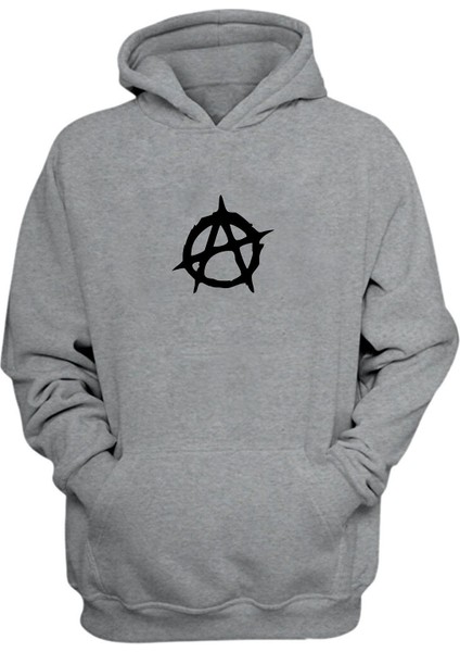 Unisex Anarşi Gri Normal Kalıp Sweatshirt