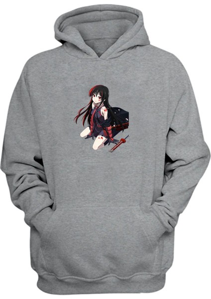 Unisex Akame Ga Kadın Anime Karakteri Gri Normal Kalıp Sweatshirt
