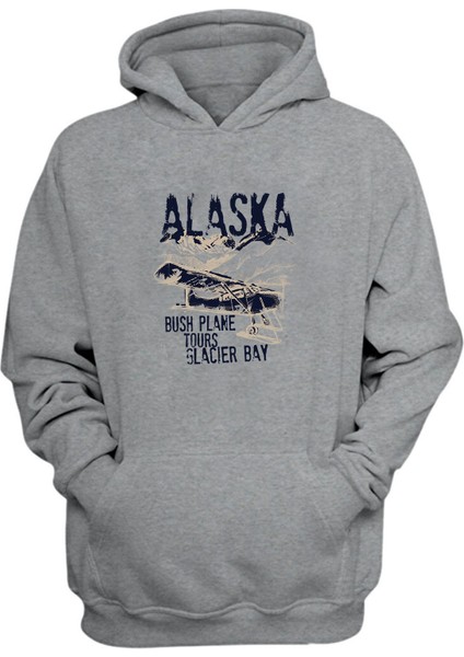 Unisex Alaska Uçak Gri Normal Kalıp Sweatshirt