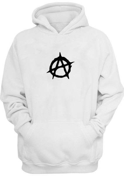 Unisex Anarşi Beyaz Normal Kalıp Sweatshirt