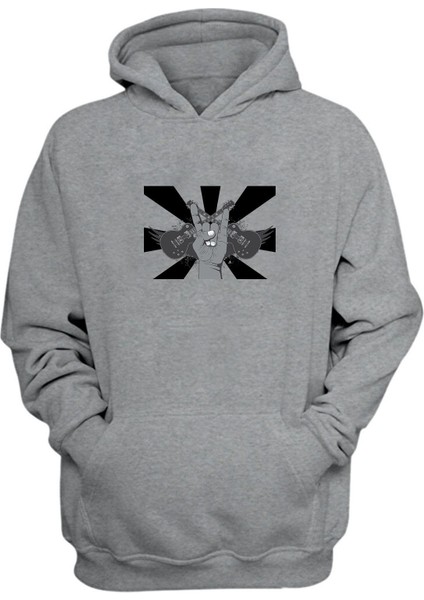 Unisex Rock Müzik Rockn Roll Müzik Gri Normal Kalıp Sweatshirt
