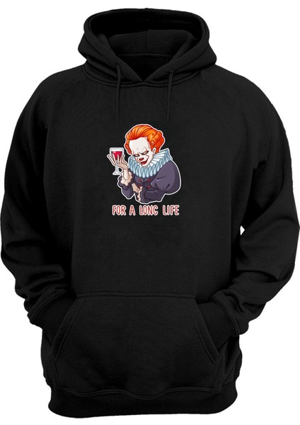 Unisex Palyaço For A Long Lıfe Siyah Normal Kalıp Sweatshirt