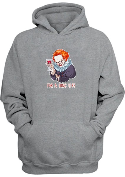 Unisex Palyaço For A Long Lıfe Gri Normal Kalıp Sweatshirt