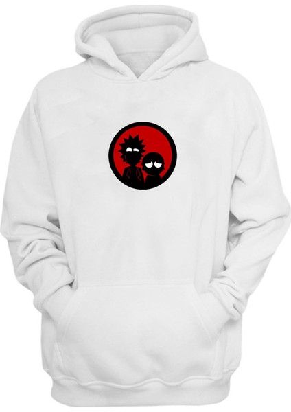 Unisex Rick ve Morty Illustratrion Kırmızı Beyaz Normal Kalıp Sweatshirt