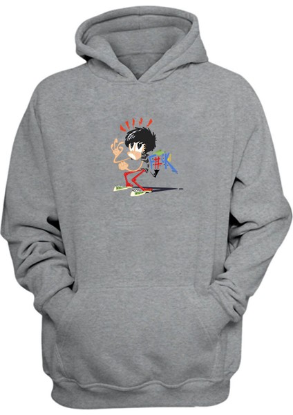 Unisex F+Ck Renkli Gri Normal Kalıp Sweatshirt