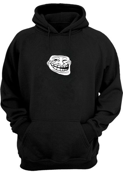 Unisex Internet Trol Troll Face Rage Komik Siyah Normal Kalıp Sweatshirt