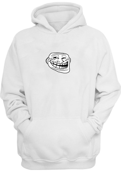 Unisex Trol Troll Face Rage Komik Beyaz Normal Kalıp Sweatshirt