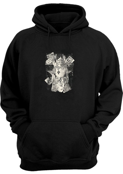 Unisex Şövalye Illüstrasyon Siyah Normal Kalıp Sweatshirt
