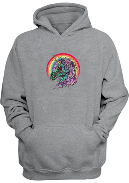 Unisex Deniz Mavisi ve Mor Unicorn Gri Normal Kalıp Sweatshirt