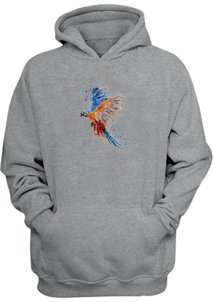 Unisex Renkli Papagan Gri Normal Kalıp Sweatshirt