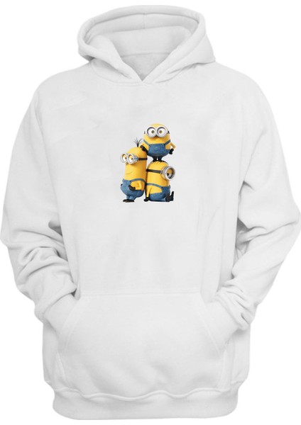 Unisex Minion Bob Minion Kevin Minion Beyaz Normal Kalıp Sweatshirt