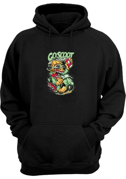 Unisex Renkli Adam Goscootr Sürme Siyah Normal Kalıp Sweatshirt