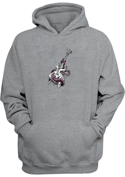 Unisex Warlock Elektrik Gitar Mor Gri Normal Kalıp Sweatshirt