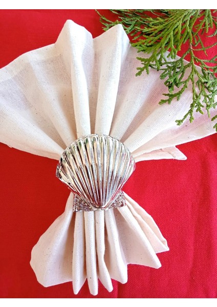 6 Adet Gümüş Deniz Kabuğu Metal Peçete Halkası - Napkin Ring fiyatları
