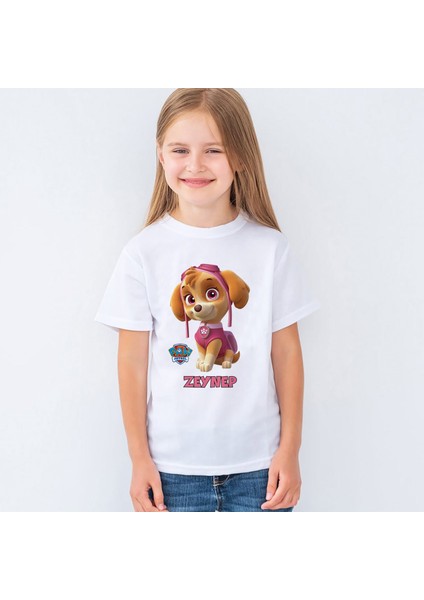 Isme Özel Paw Patrol Skye Baskılı Unisex Çocuk Tişört T-Shirt Mr-12