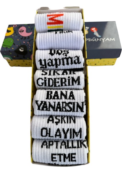 7”li Kutulu Set Yazili Karakterli Neşeli Kolej Tenis Çorap fiyatları
