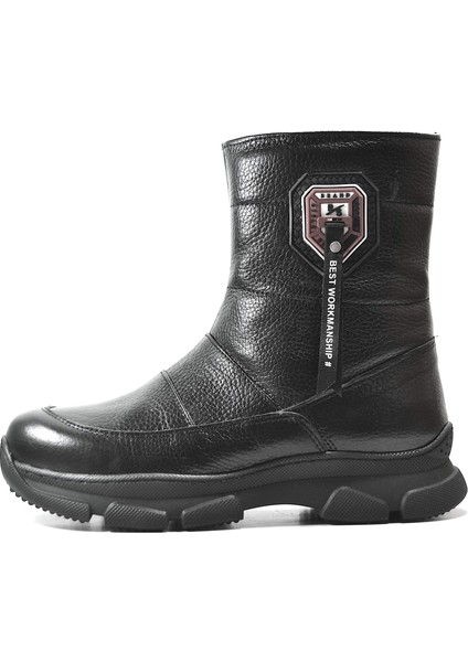 K.305 Deri Siyah Kalın Taban Kürklü Kadın Bot modelleri